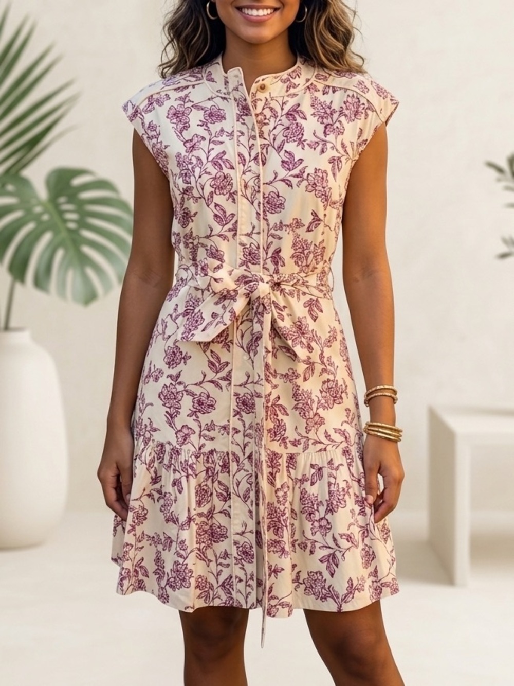 Christy Lynn lucie cotton sateen Dress with Mauve Print size Medium
